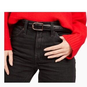 Black Kate Spade New York stitched feather edge belt small/medium black NEW